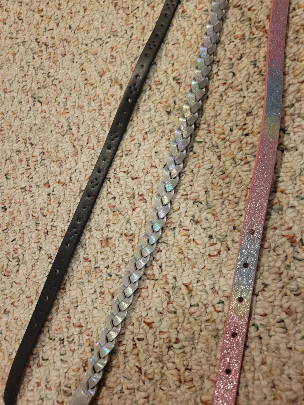Kids Glitter & Belt Trio - Black, White, Rainbow